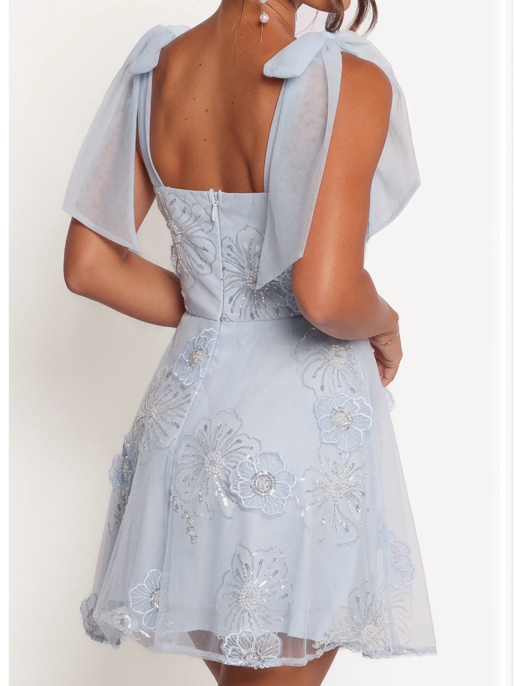 Petal & Pup Light Blue Floral Sequin Mini Dress - Picture 2 of 8